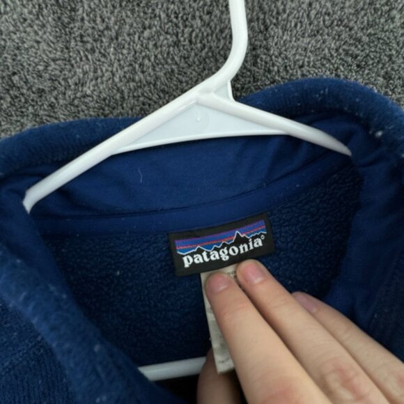 Patagonia Large Blue Fleece Pullover 1/4 Zip Jacket w/ Logo, Pocket Outdoors - Picture 7 of 13